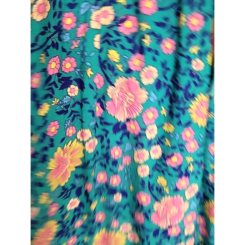 Prairie Boho Tassel Tied Midi Dress Women's M Blue-Green Floral Balloon Sleeve - Picture 10 of 10